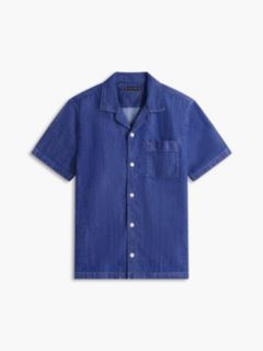 Regular Fit Garment-Dyed Denim Camp Shirt — Preppy Navy 5
