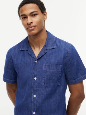 Мужские рубашки Tommy Hilfiger Regular Fit Garment-Dyed Denim Camp Shirt — фото 3