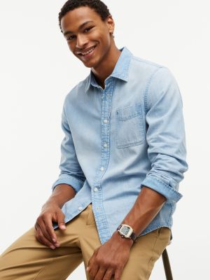 Мужские рубашки Tommy Hilfiger Regular Fit Chambray Pocket Shirt — фото 3