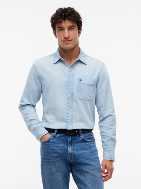 Мужские рубашки Tommy Hilfiger Regular Fit Chambray Pocket Shirt