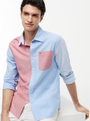 Мужские рубашки Tommy Hilfiger Regular Fit Colorblock Oxford Shirt — фото 3