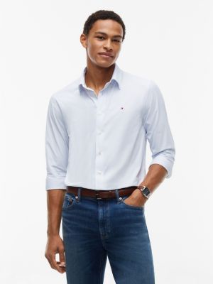 Regular Fit Mini Check TH Performance Shirt, Sky Blue