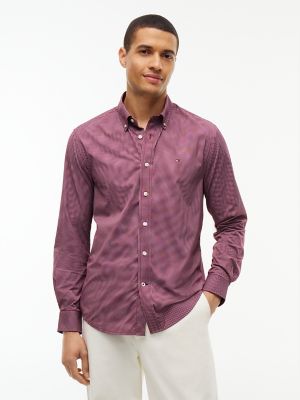 Regular Fit Mini Check TH Performance Shirt, Burgundy