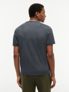 Striped Linen-Blend Pocket T-Shirt — Navy 4
