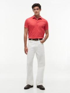 Allover Flag Print Interlock Polo — Coral 2