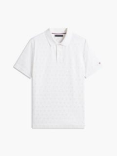 Allover Flag Print Interlock Polo — Optic White 5