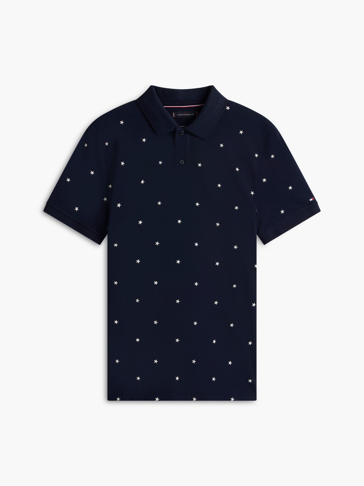 Regular Fit Allover Star Print Polo — Navy