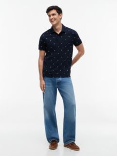 Regular Fit Allover Star Print Polo — Navy 2