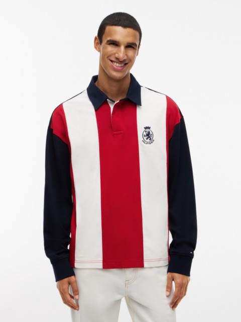 Мужские топы Tommy Hilfiger Relaxed Fit Colorblock Rugby Polo