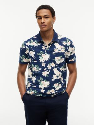 Regular Fit Floral Print Polo, Navy