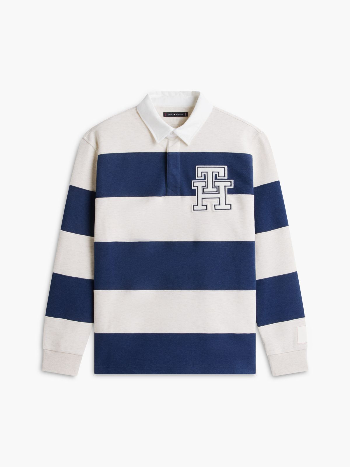 Heathered Interlock Pique Rugby Polo — Navy Heather
