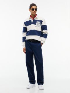 Heathered Interlock Pique Rugby Polo — Navy Heather 2