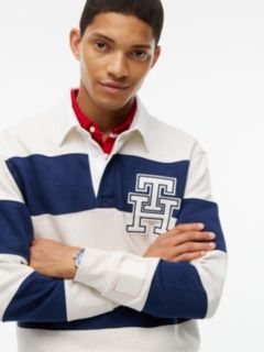 Heathered Interlock Pique Rugby Polo — Navy Heather 3
