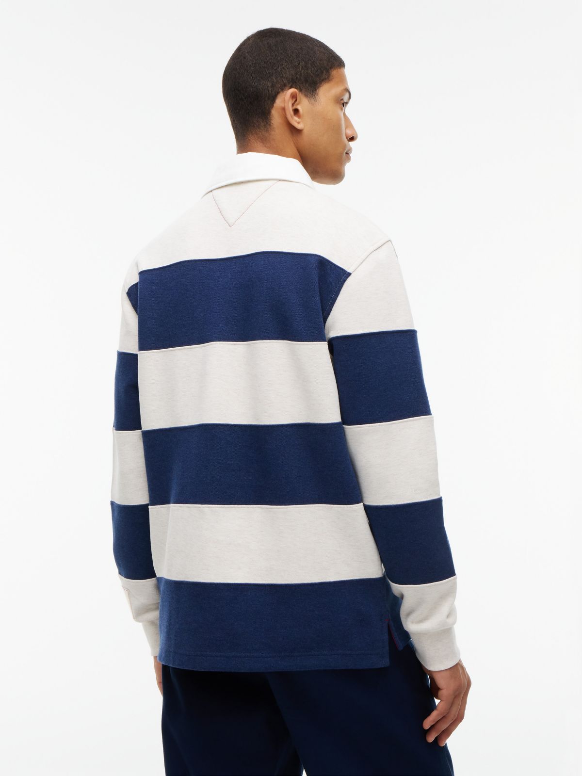 Heathered Interlock Pique Rugby Polo — Navy Heather