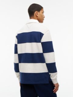 Heathered Interlock Pique Rugby Polo — Navy Heather 4