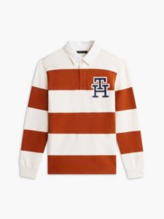 Heathered Interlock Pique Rugby Polo — Cinnamon/Rich Cream 5