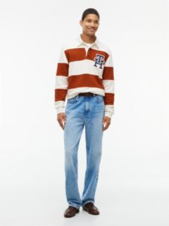 Heathered Interlock Pique Rugby Polo — Cinnamon/Rich Cream 2