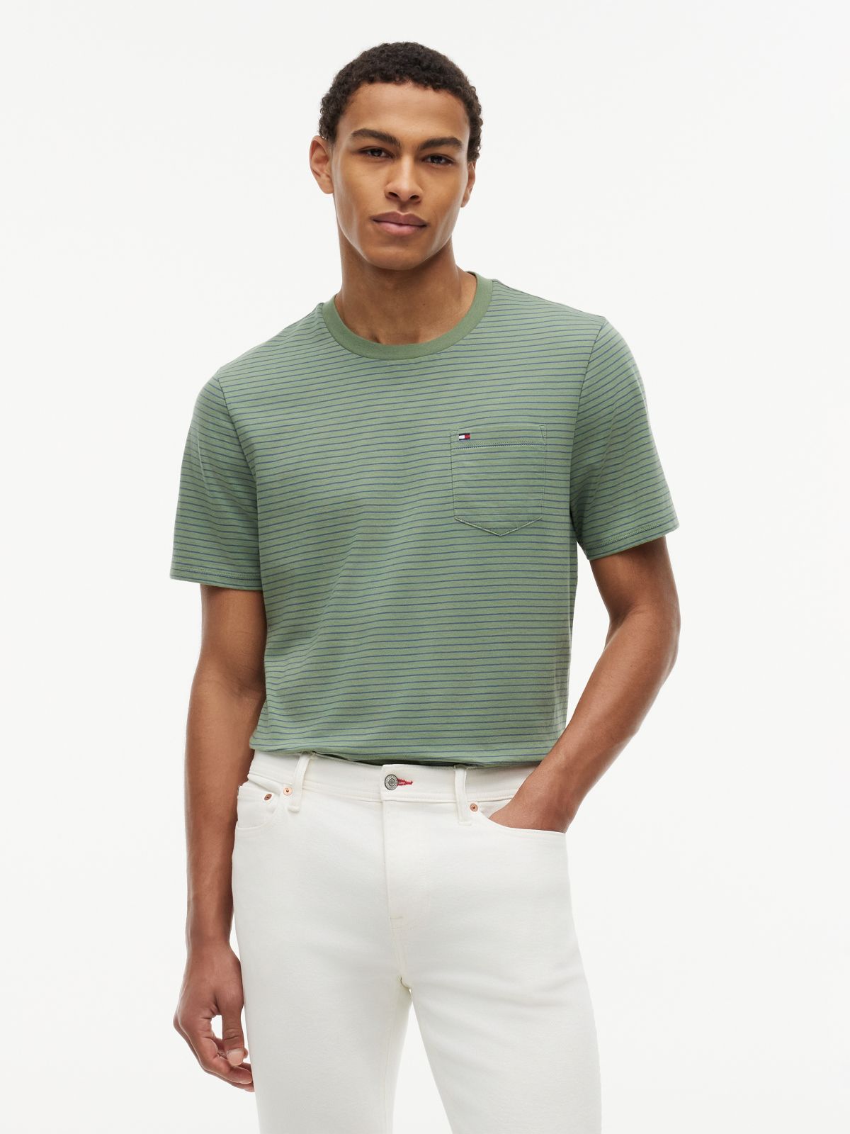 Striped Pocket T-Shirt — Desert Olive Stripe