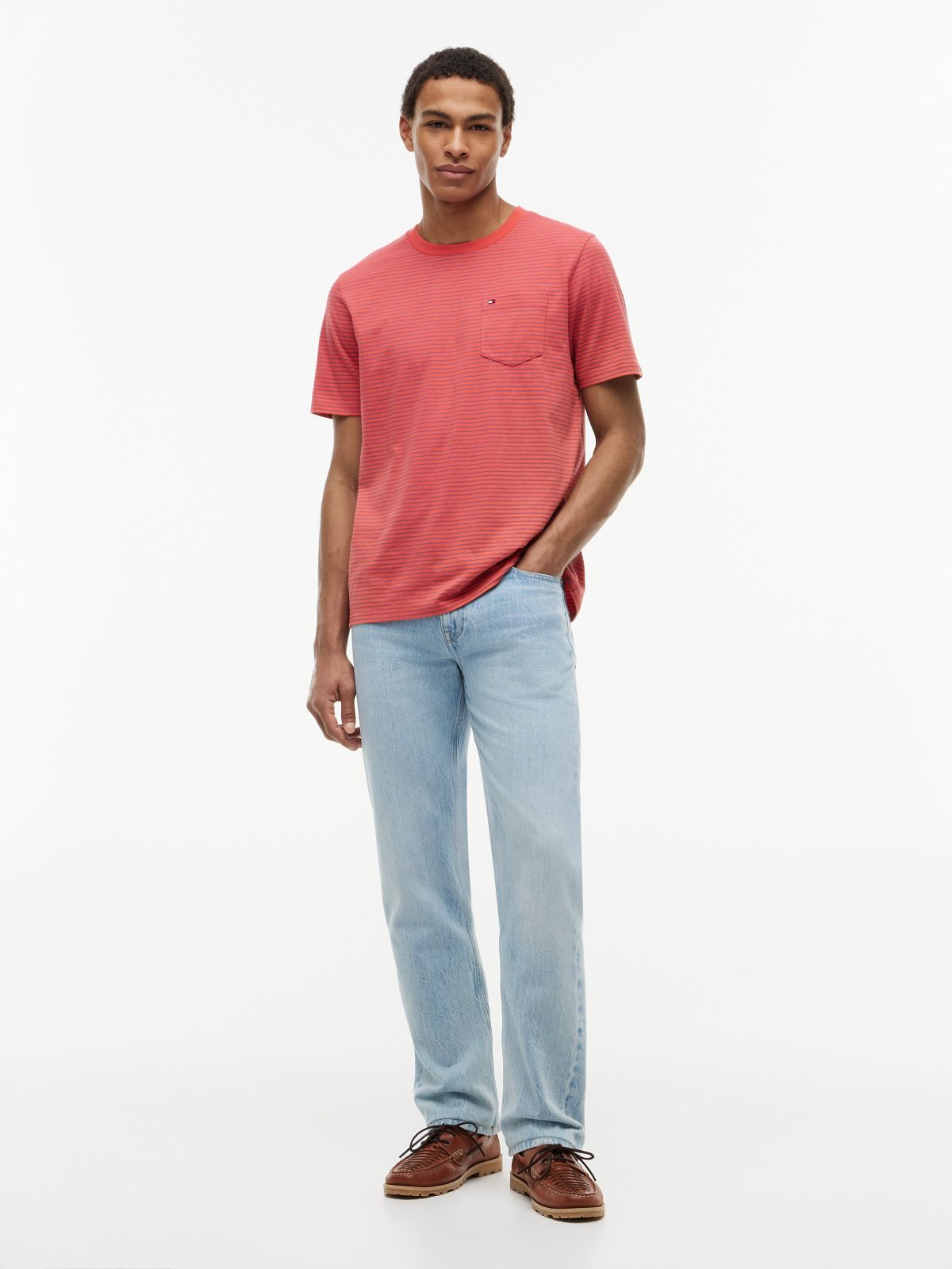 Striped Pocket T-Shirt — Pulp Coral Stripe