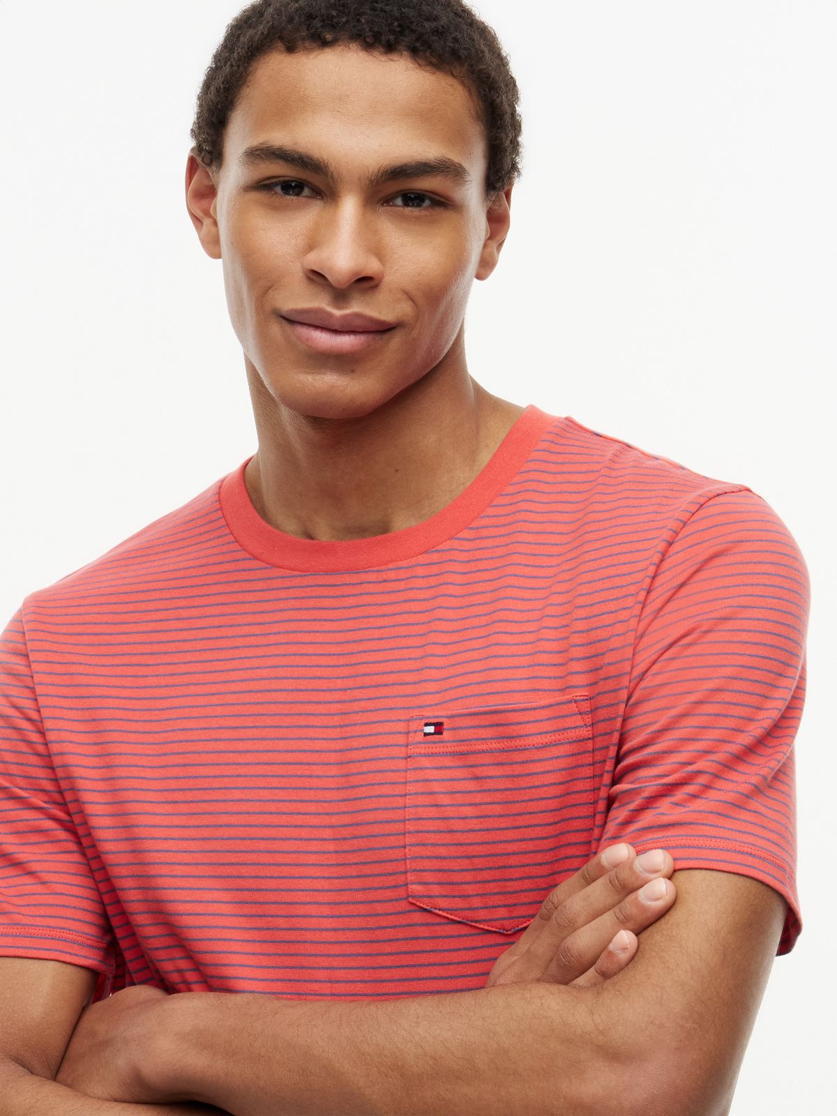 Striped Pocket T-Shirt — Pulp Coral Stripe