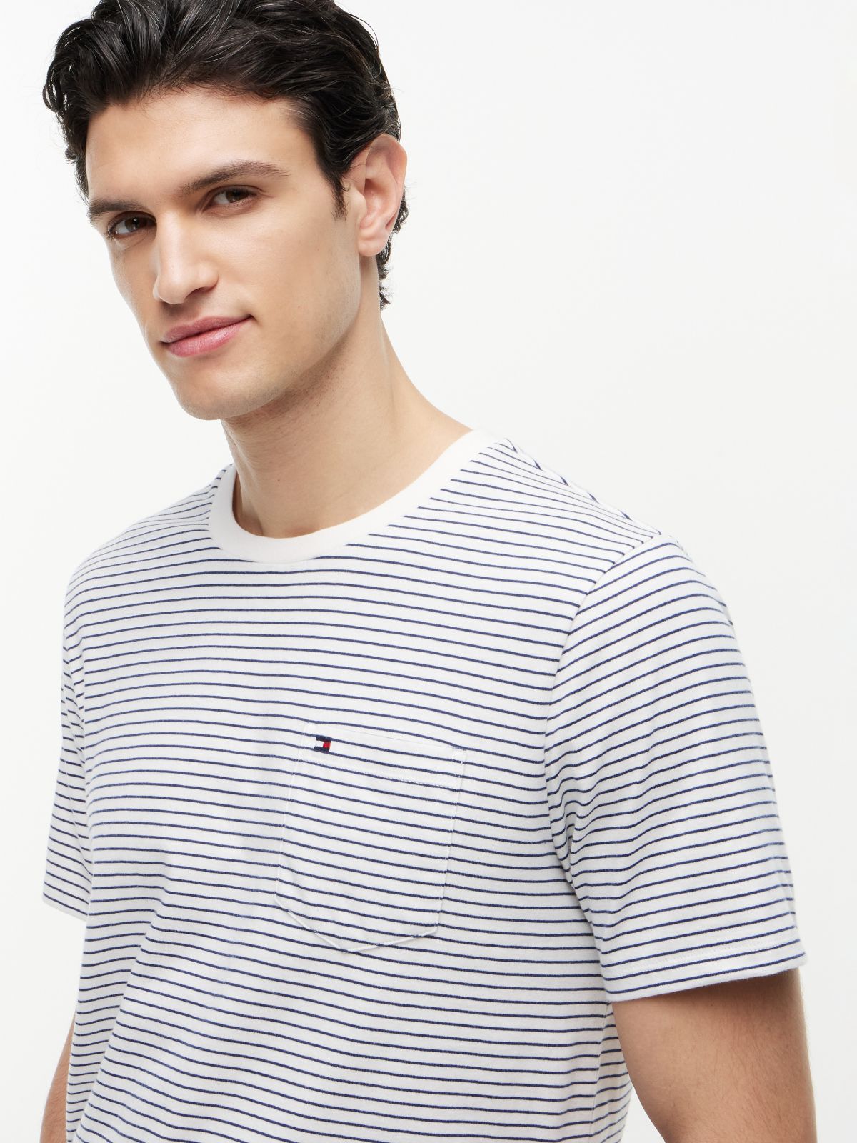 Striped Pocket T-Shirt — Ivory Silk Stripe
