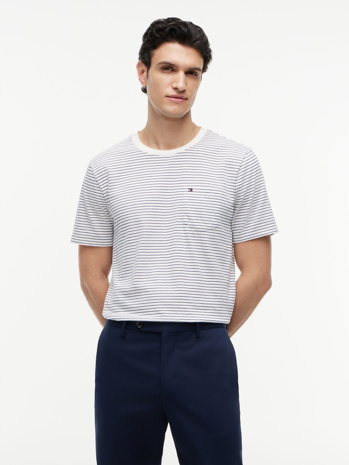 Striped Pocket T-Shirt — Ivory Silk Stripe