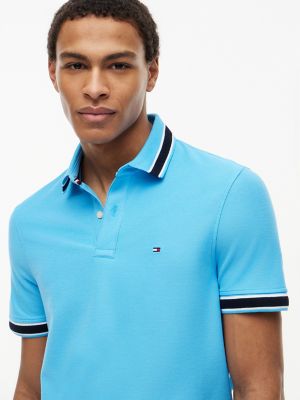 Мужское поло Tommy Hilfiger Regular Fit Tipped Wicking Polo, цвет: Синий — фото 3