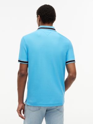Мужское поло Tommy Hilfiger Regular Fit Tipped Wicking Polo, цвет: Синий — фото 4