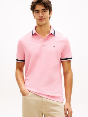 Regular Fit Tipped Wicking Polo, Fresh Pink