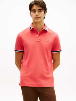 Regular Fit Tipped Wicking Polo, Vintage Red