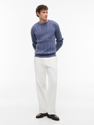 Indigo Flag Logo Cable Knit Sweater | Tommy Hilfiger