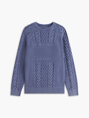 Мужские свитеры Tommy Hilfiger Indigo Flag Logo Cable Knit Sweater — фото 5