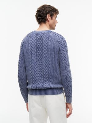 Indigo Flag Logo Cable Knit Sweater | Tommy Hilfiger