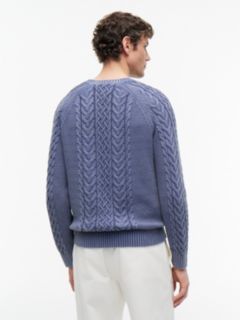 Indigo Flag Logo Cable Knit Sweater — Faded Indigo 4