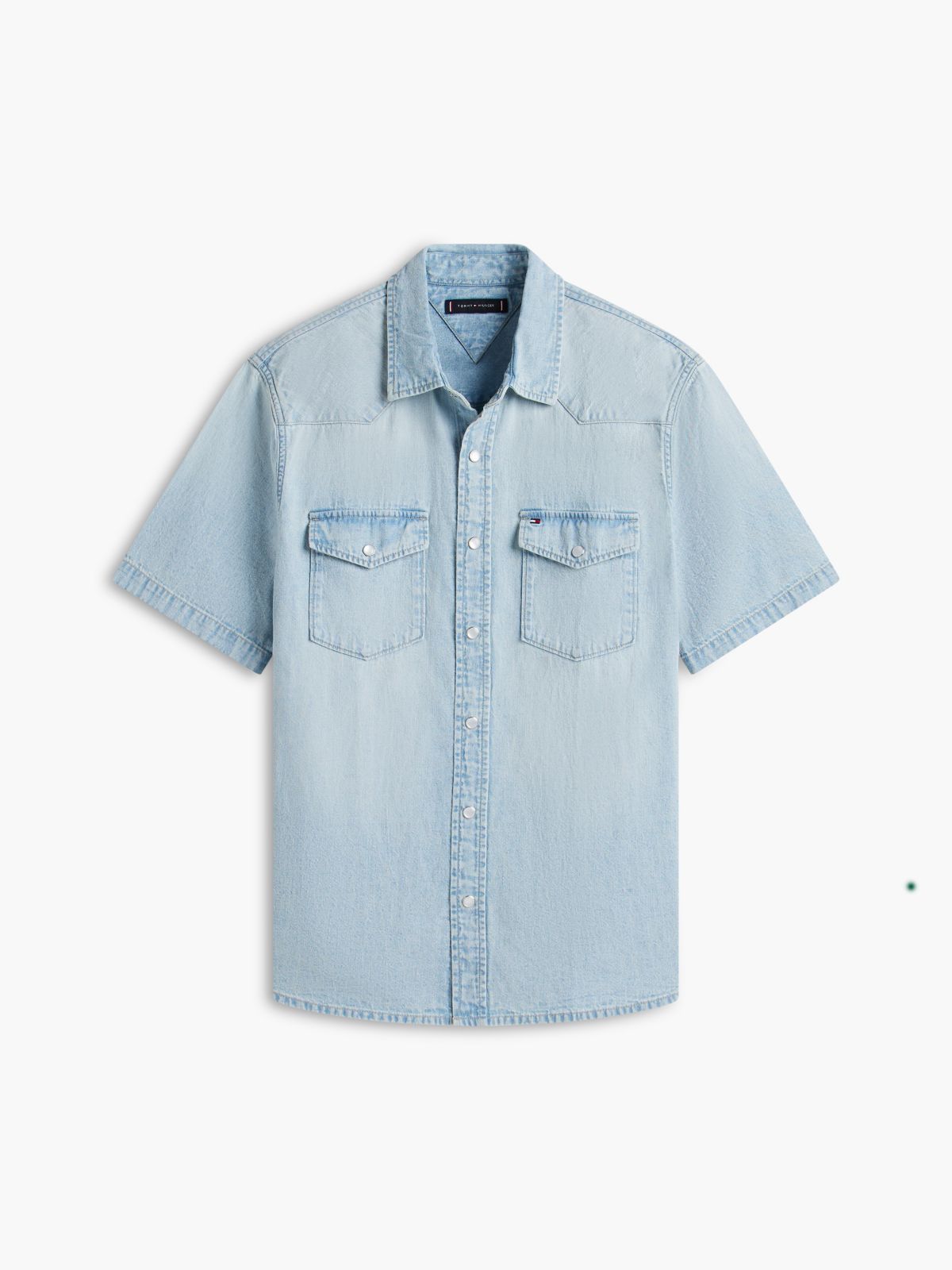 Regular Fit Chambray Western Shirt — Light Wash Denim