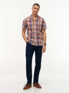 Regular Fit Ikat Plaid Camp Shirt — Orange and Blue Plaid Multi 2