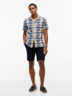 Regular Fit Ikat Plaid Camp Shirt — Blue/Yellow Plaid Multi 2