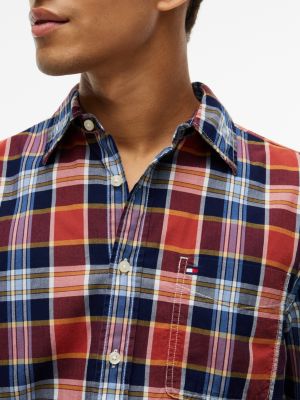 Мужская рубашка Tommy Hilfiger Regular Fit Plaid Pocket, цвет: Индиго клетчатый — фото 3