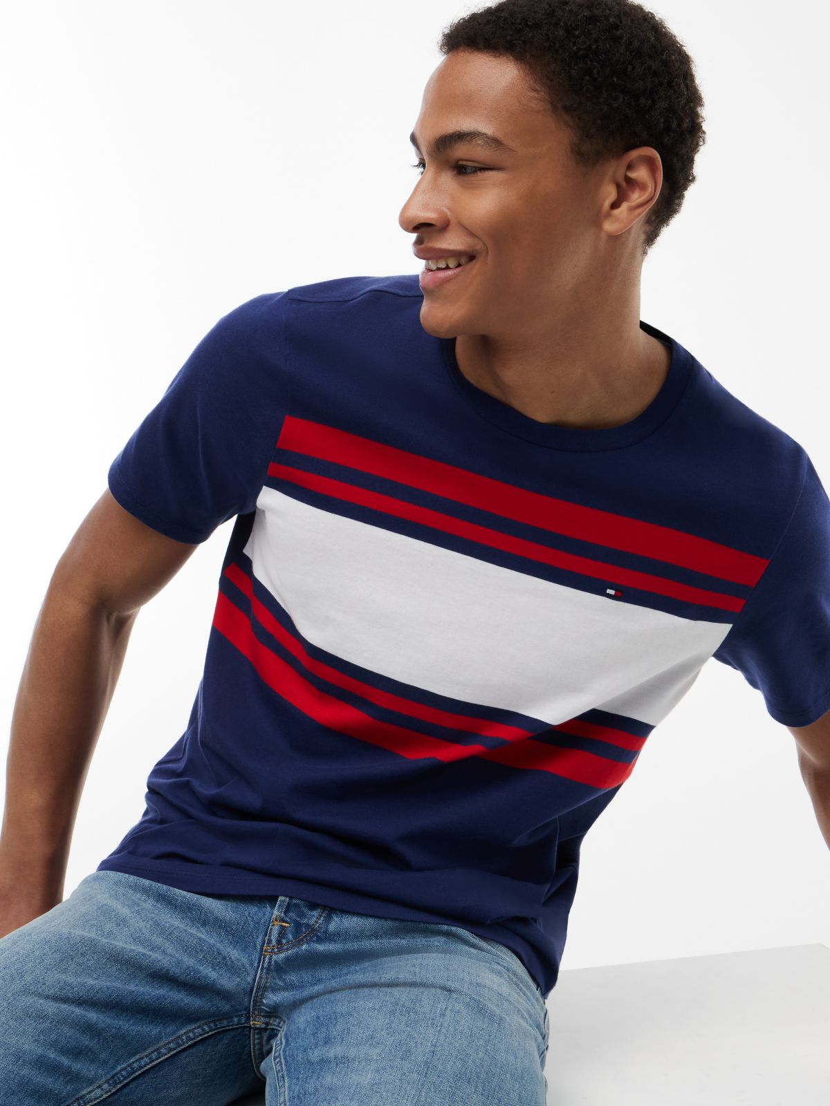 Block Stripe T-Shirt — Navy