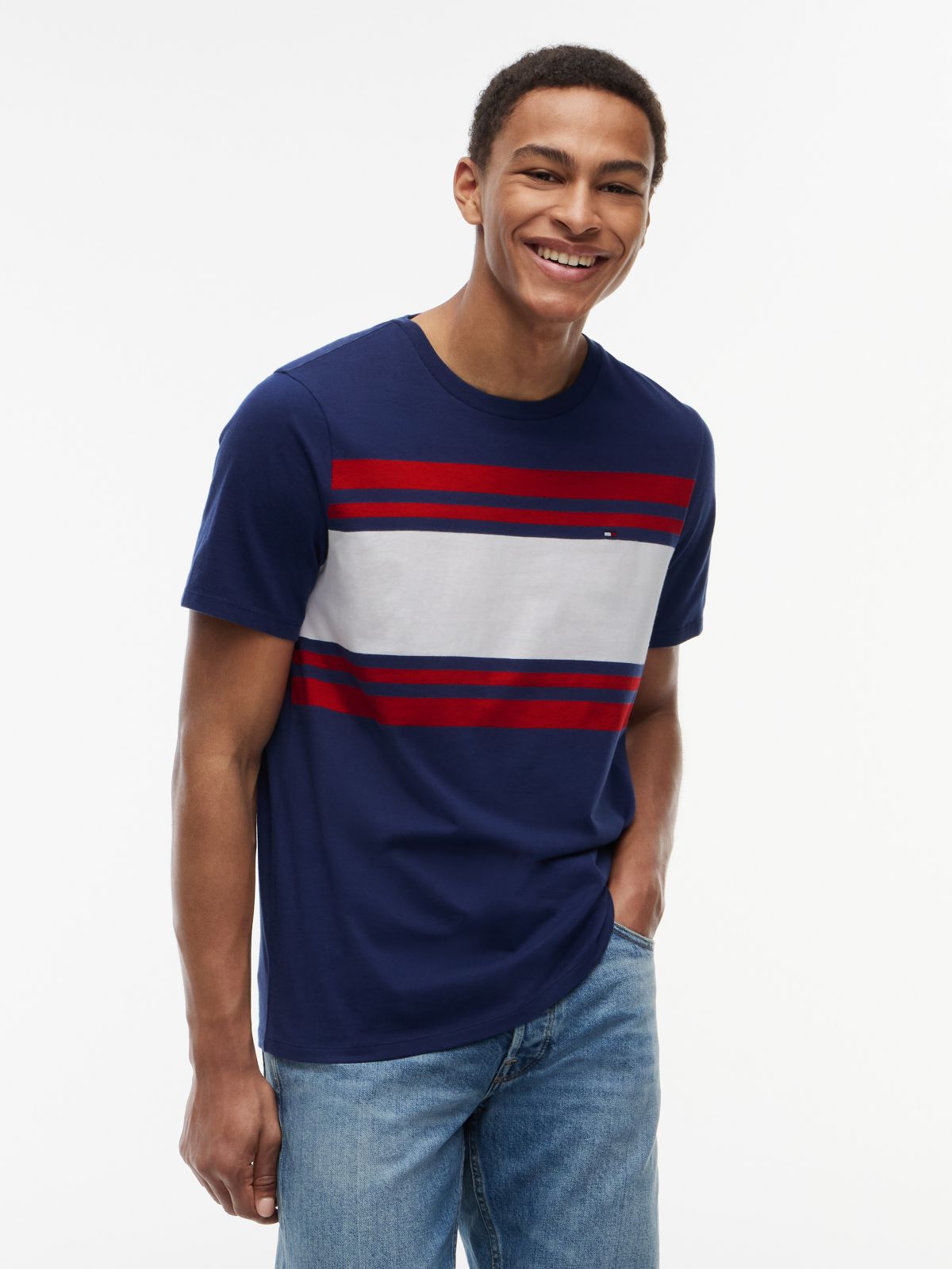 Block Stripe T-Shirt — Navy