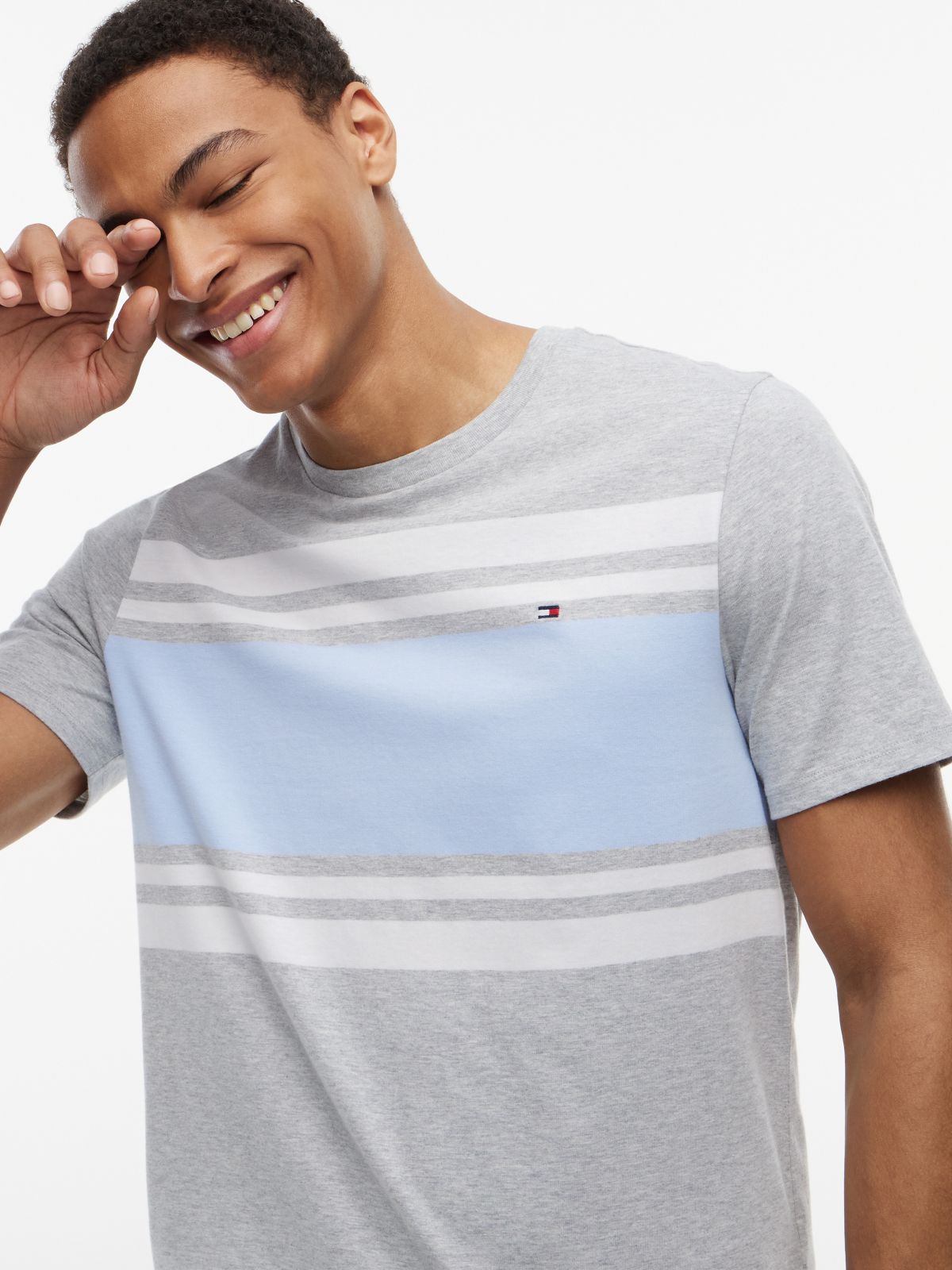 Block Stripe T-Shirt — Grey Heather