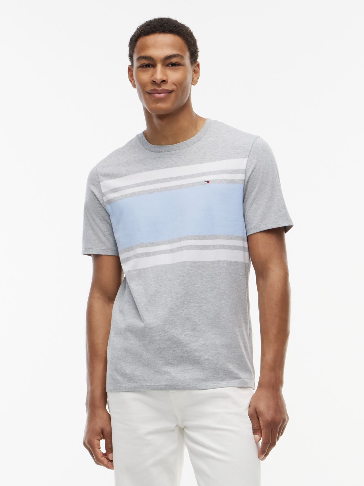 Block Stripe T-Shirt — Grey Heather