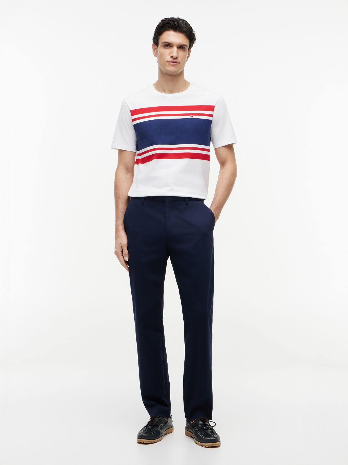 Block Stripe T-Shirt — White/Red