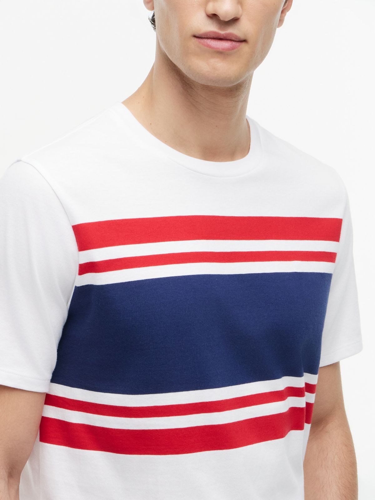 Block Stripe T-Shirt — White/Red