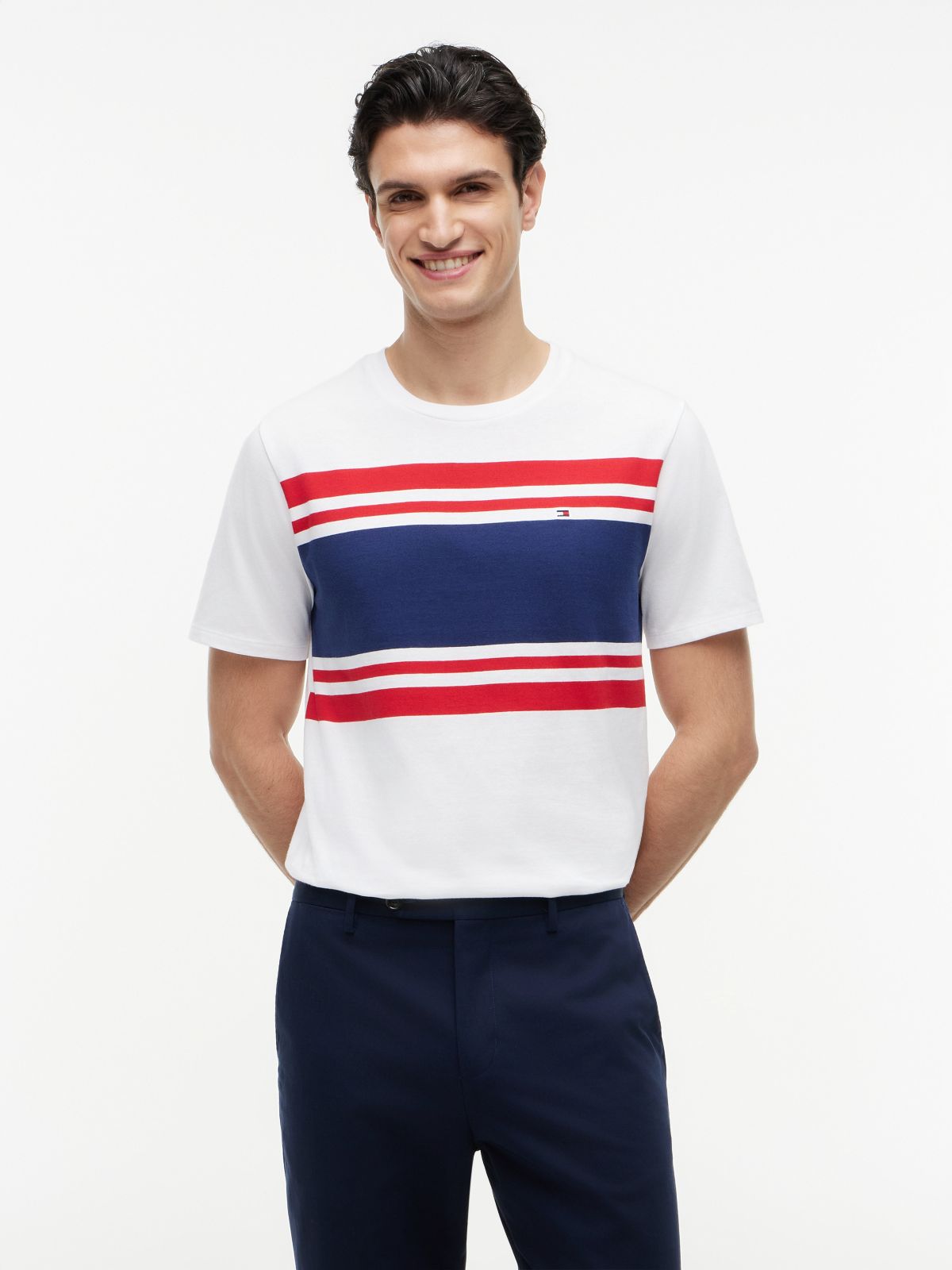 Block Stripe T-Shirt — White/Red