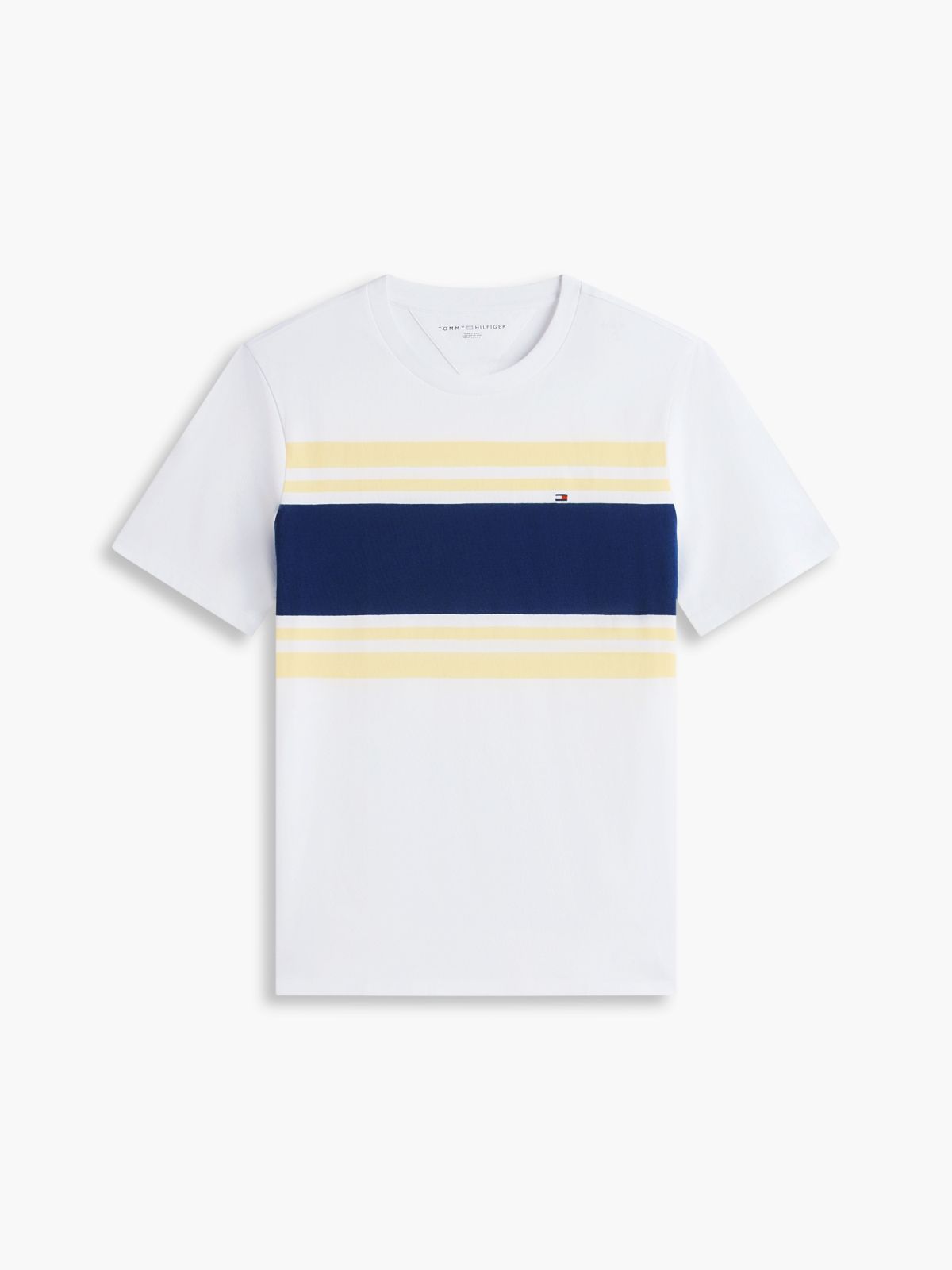 Block Stripe T-Shirt — White/Citronella