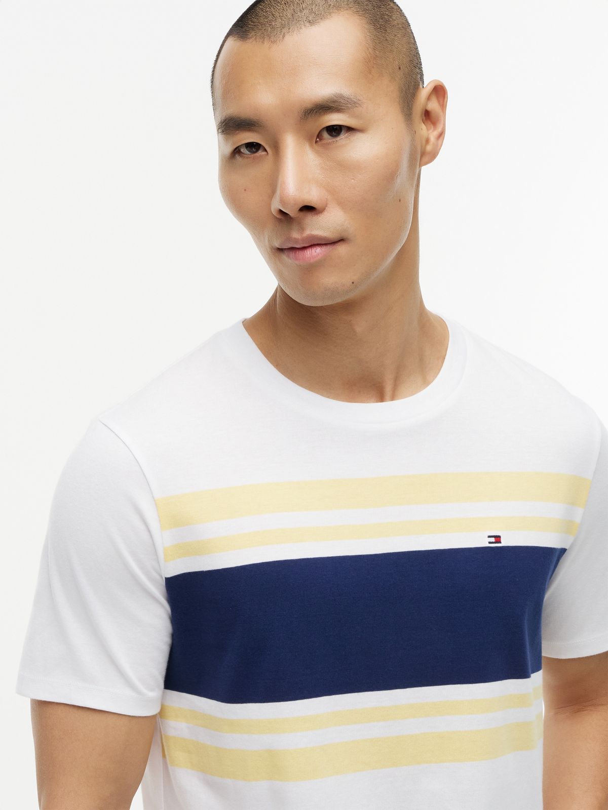 Block Stripe T-Shirt — White/Citronella