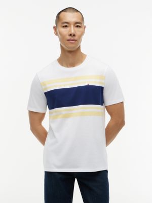 Block Stripe T-Shirt, White/Citronella