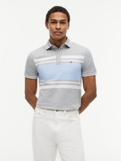 Мужские свитеры Tommy Hilfiger Slim Fit Block Stripe Stretch Pique Polo