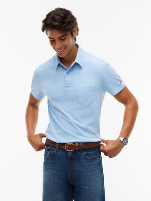 Regular Fit Jersey Pocket Polo, Water Blue